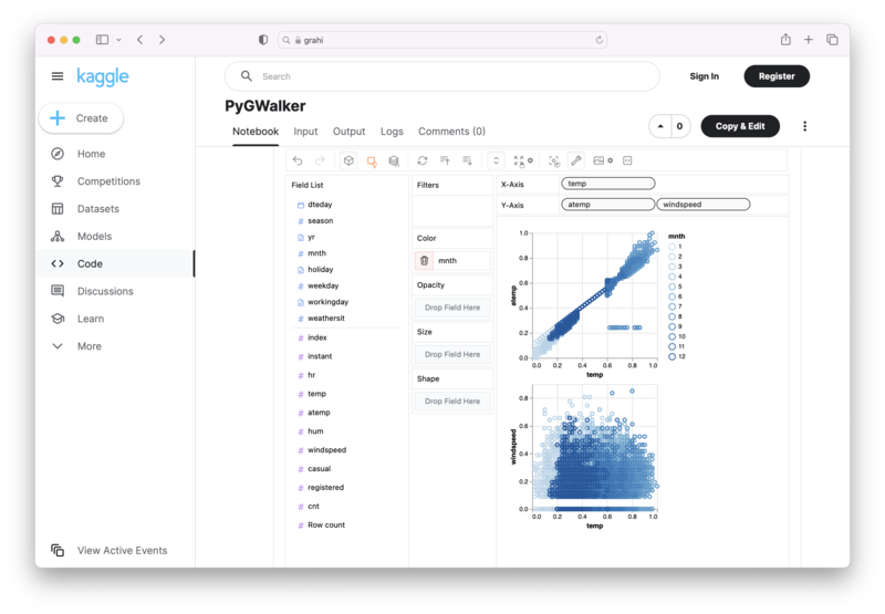 Exécuter PyGWalker dans Kaggle Notebook